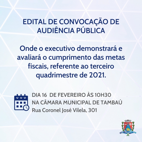 Audiência Pública - Demonstração e Avaliação do Cumprimento das Metas Fiscais d...