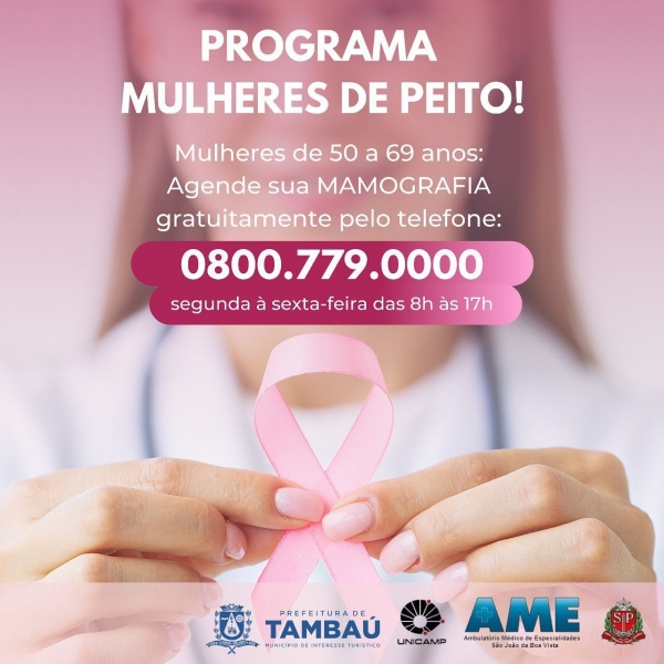 Programa Mulheres de Peito - Agende sua mamografia.